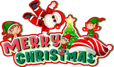 Merry Christmas Banner With Santa Claus And Elves 6037440 Vector Art At Vecteezy