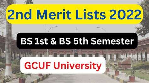 Gcuf Nd Merit Lists Bs St Bs Th Semester Gcuf Nd Merit List