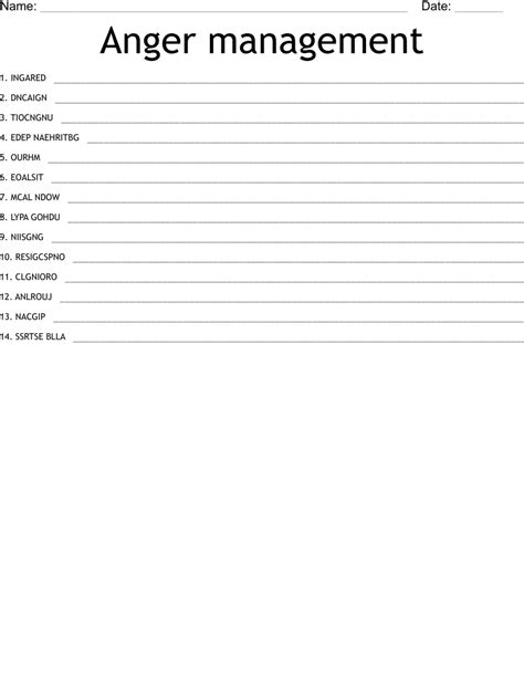 Anger Management Word Scramble Wordmint
