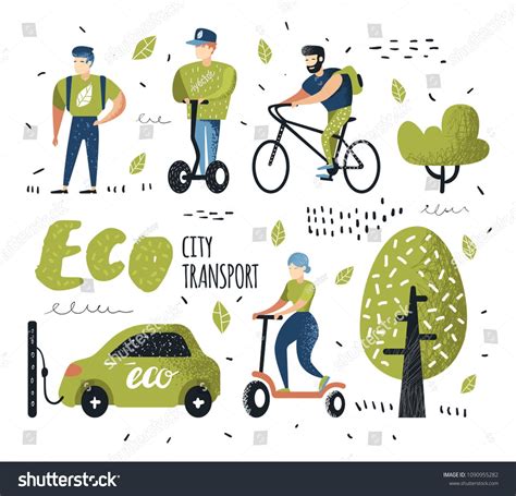 People Riding Eco Transportation Green Urban City Transport Ecology