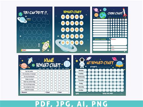 Printable Outer Space Reward Chart Astronaut Behavior Chart Daily