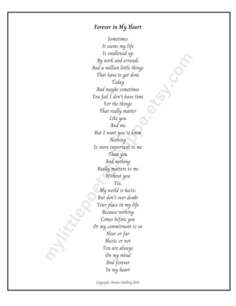 Forever in My Heart INSTANT DIGITAL DOWNLOAD Love Poem Poem - Etsy