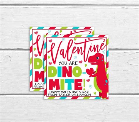 Valentine Dinosaur Gift Tags Editable Dino Gift Tag You Are Dino Mite