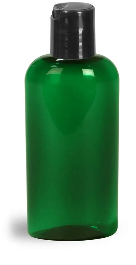 Oz Green Pet Cosmo Oval Bottles W Black Disc Top Caps