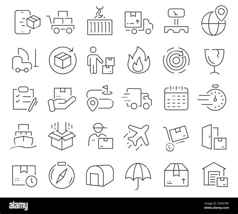 Logistics And Shipping Line Icons Collection Thin Outline Icons Pack