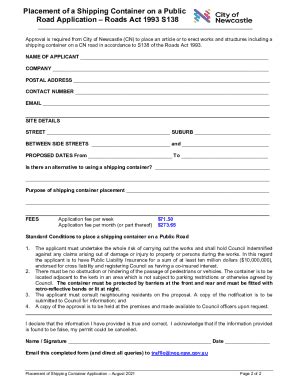 Fillable Online Newcastle Nsw Gov Form Shipping Container Application