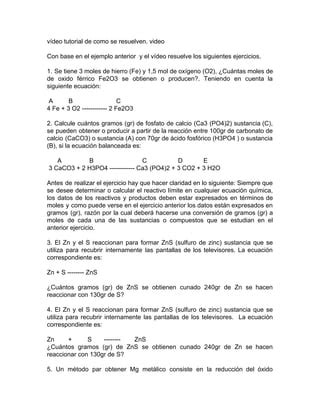 Reactivo Limite Y Rendimiento Porcentual PDF