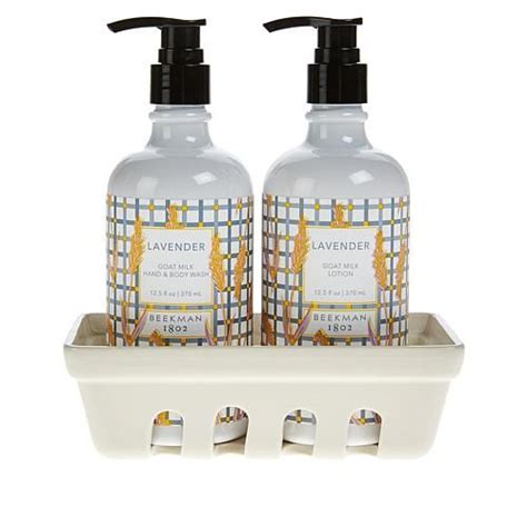 Beekman Goat Milk Wash And Lotion Ceramic Caddy Set Lavender