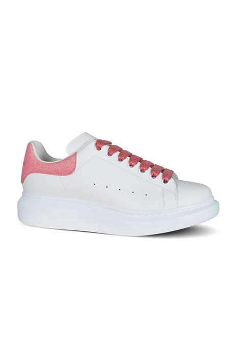 Women S Luxury Sneakers Alexander Mcqueen Sneakers In White Leather Pink Glitter