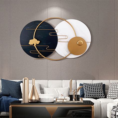 Modern Round Metal Wall Decor Geometric Decorative Wall Art In White