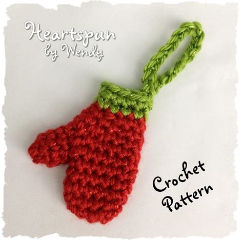 Crochet Pattern To Make This Mini Mitten Christmas Ornament Or Etsy