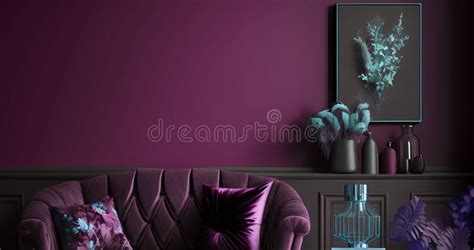 Empty Wall in Modern Minimalistic Living Room Stock Photo - Image of ...