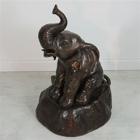 Bronze Sitting Elephant Statue Irongate Garden Elements Us