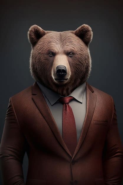 Premium Photo Portrait Of Serious Bear In Suit