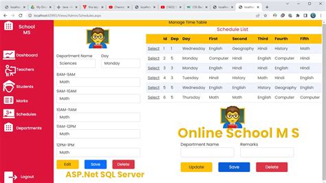 C Project Online School Management System Using Aspnet And Sql