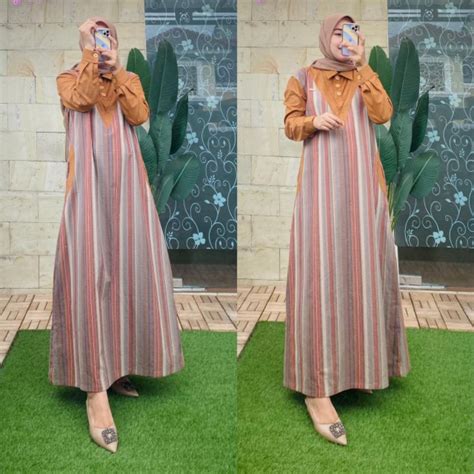 Jual Dress Katun Triset Dress Busui Dress Terbaru Gamis Premium