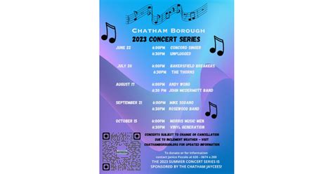 Chatham Borough 2023 Summer Concert Series Opens Thursday June 22 At