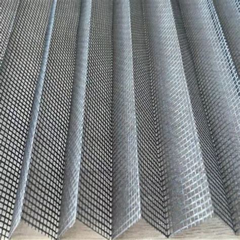 Waterproof Grey Color Plisse Window Screen Mesh Polyester Pleated