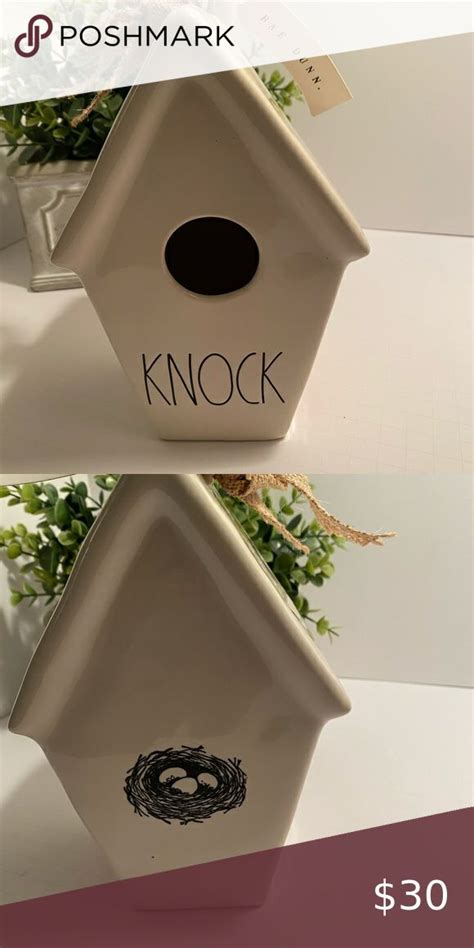 Rae Dunn Knock Birdhouse W Birds Nest On Back Bird Houses Rae Dunn