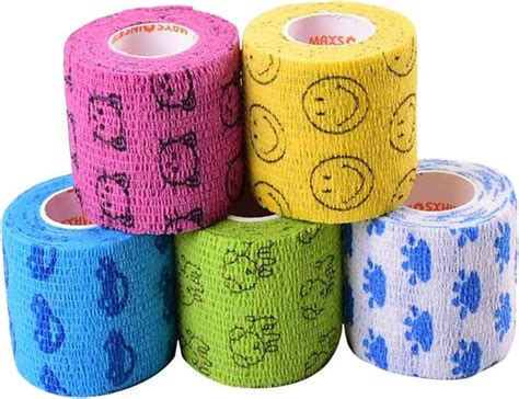 Seadesky 4 Rolls Pet Vet Wrap Self Adhesive Cohesive Bandage 5cm X 45m