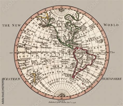 New World Western Hemisphere Map Beautifully Detailed Restored