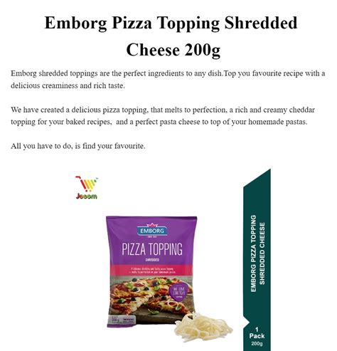 Emborg Pizza Topping Shredded Cheese G Kl Selangor Delivery Only