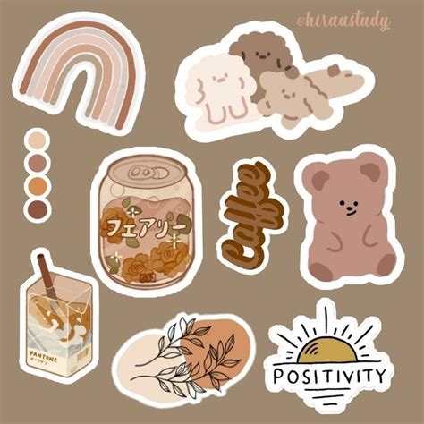 Brown Sticker 🐻 Scrapbook Stickers Printable Cute Laptop Stickers