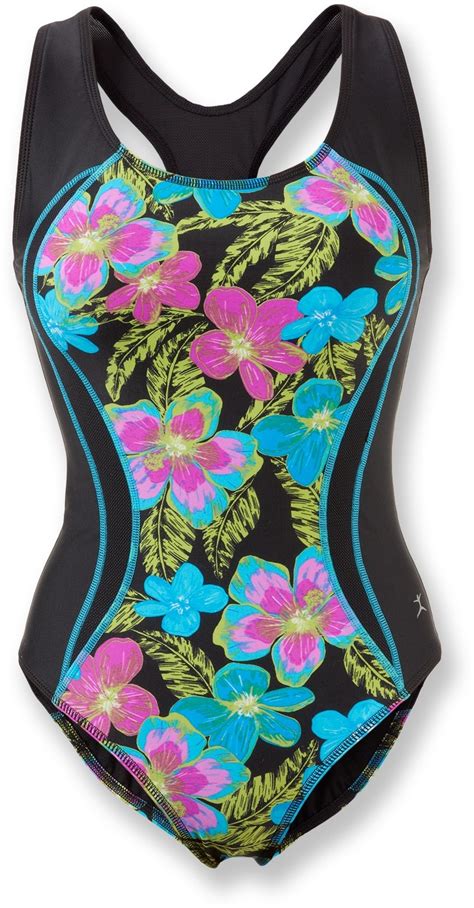 Danskin Print Block Tri Swimsuit Womens Free Shipping At