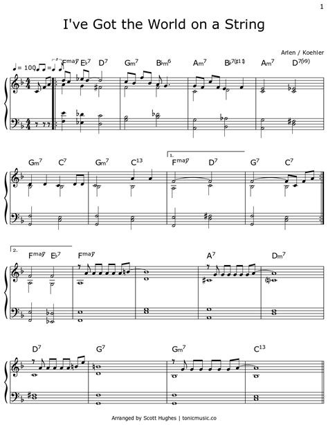 I Ve Got The World On A String Sheet Music For Piano