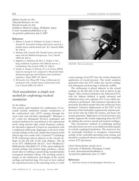 PDF Neck Auscultation A Simple New Method For Confirming Tracheal