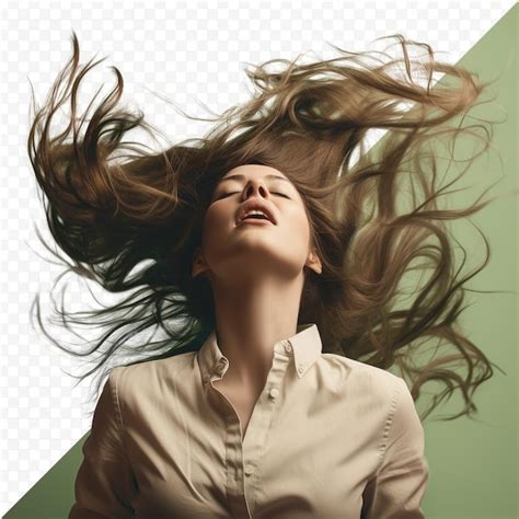 Premium Psd Woman Wildly Flipping Hair On Transparent Background