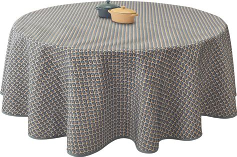 Le Linge De Jules Nappe Anti Taches Paon Anthracite Ovale 150 X 240