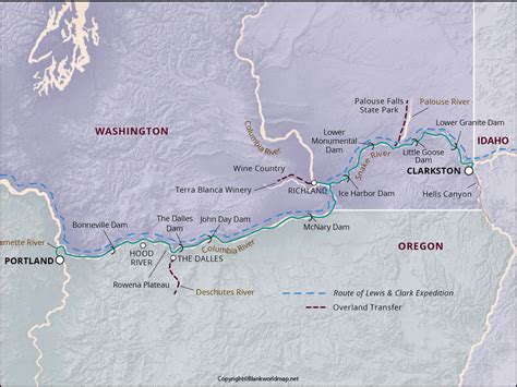 Columbia River map - Blank World Map