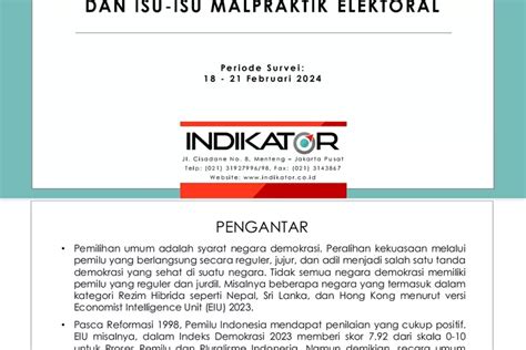 Survei Indikator Pendukung Prabowo Gibran Puas Dengan Kinerja Jokowi