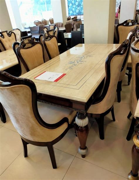 6 Seater Marble Top Wooden Dining Table At Rs 82000 Set In Dehradun