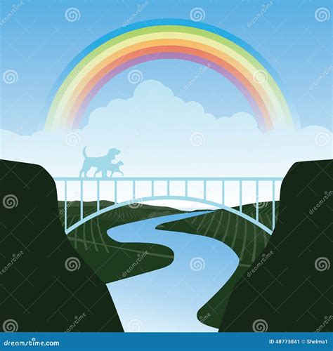 Pets Crossing The Rainbow Bridge Stock Vector - Image: 48773841