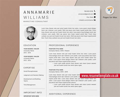 Mac Pages Minimalist Resume Cv Template Cover Letter Curriculum