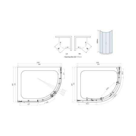 Scudo S6 Chrome 1000 X 800mm Double Door Offset Quadrant Shower