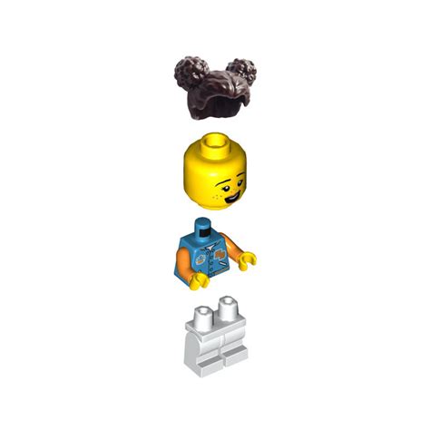 Lego Girl With Dark Azur Torso With Orange Arms And Nb Minifigure