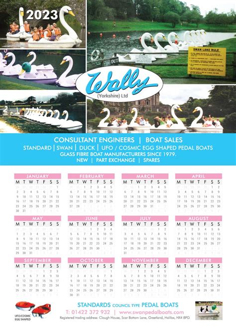 2023 Calendar – Swan Pedal Boats