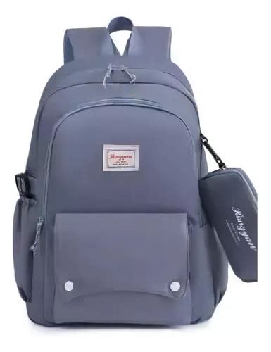 Mochila Feminina Escolar Impermeável Casual Estojo Cor Azul MercadoLivre