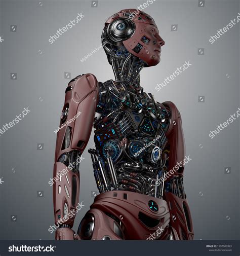 Robot Man Very Detailed Futuristic Cyborg Stock Illustration 1207580383 ...