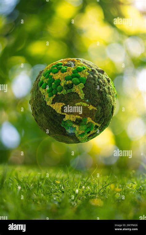 Planeta Tierra Verde De Musgo Natural Sobre Un Fondo De Naturaleza