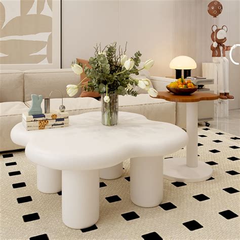 Ivy Bronx Kyreon Light Luxury Modern Cream Style Petal Coffee Table and ...