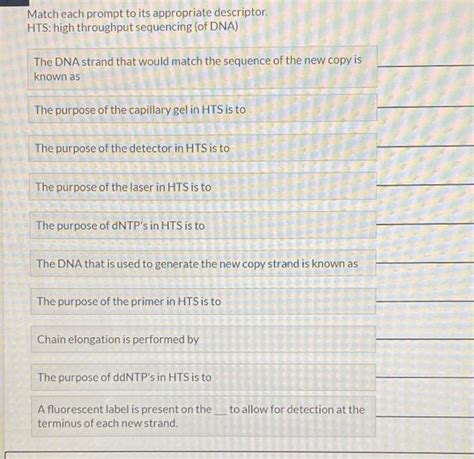 Solved Match Each Prompt To Its Appropriate Descriptor Hts Chegg