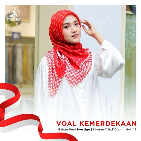 Jual Hijab Voal Kemerdekaan Logo Umama Segi Empat Voal Kemerdekaan