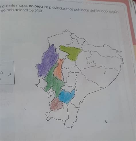 en el siguiente mapa colorea las provincias más pobladas del Ecuador