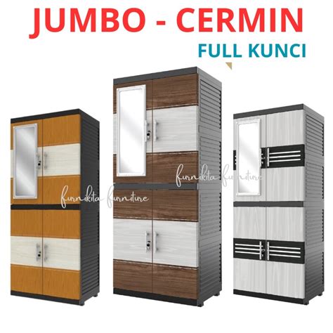 Jual New Trend Jumbo Lemari Pakaian Plastik Naiba Msc Fit Cermin Susun