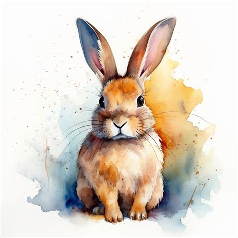 Wall Art Print Cute Watercolor Bunny Rabbit Europosters