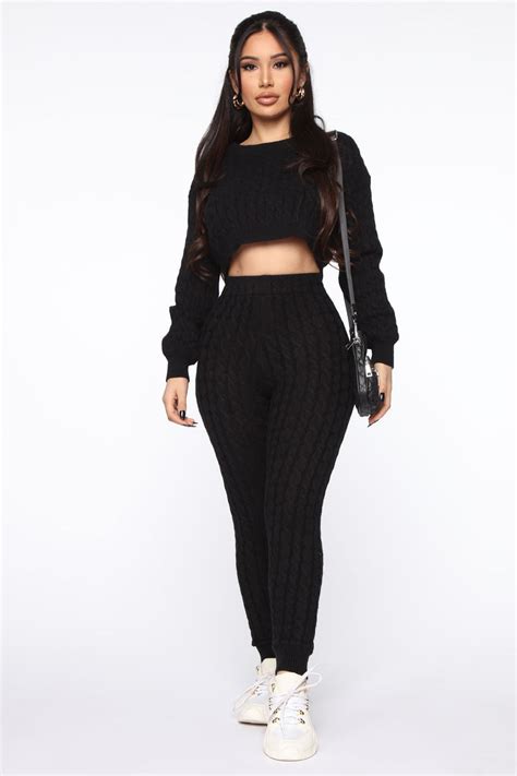 Sweater Sweetie Pant Set Black Fashion Nova Matching Sets